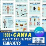 1500 Health and Fitness Canva Infographics Bundle