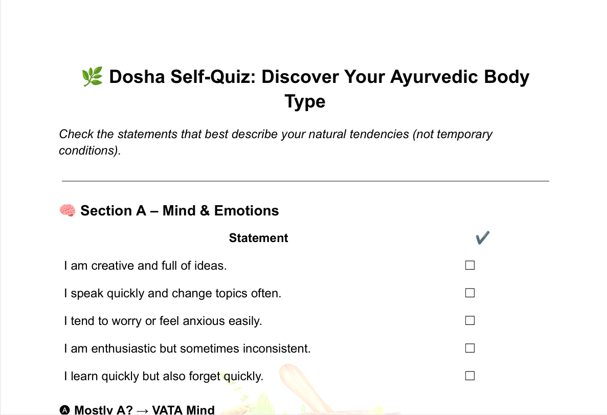 Dosha Self-Quiz: Discover Your Ayurvedic Body Type