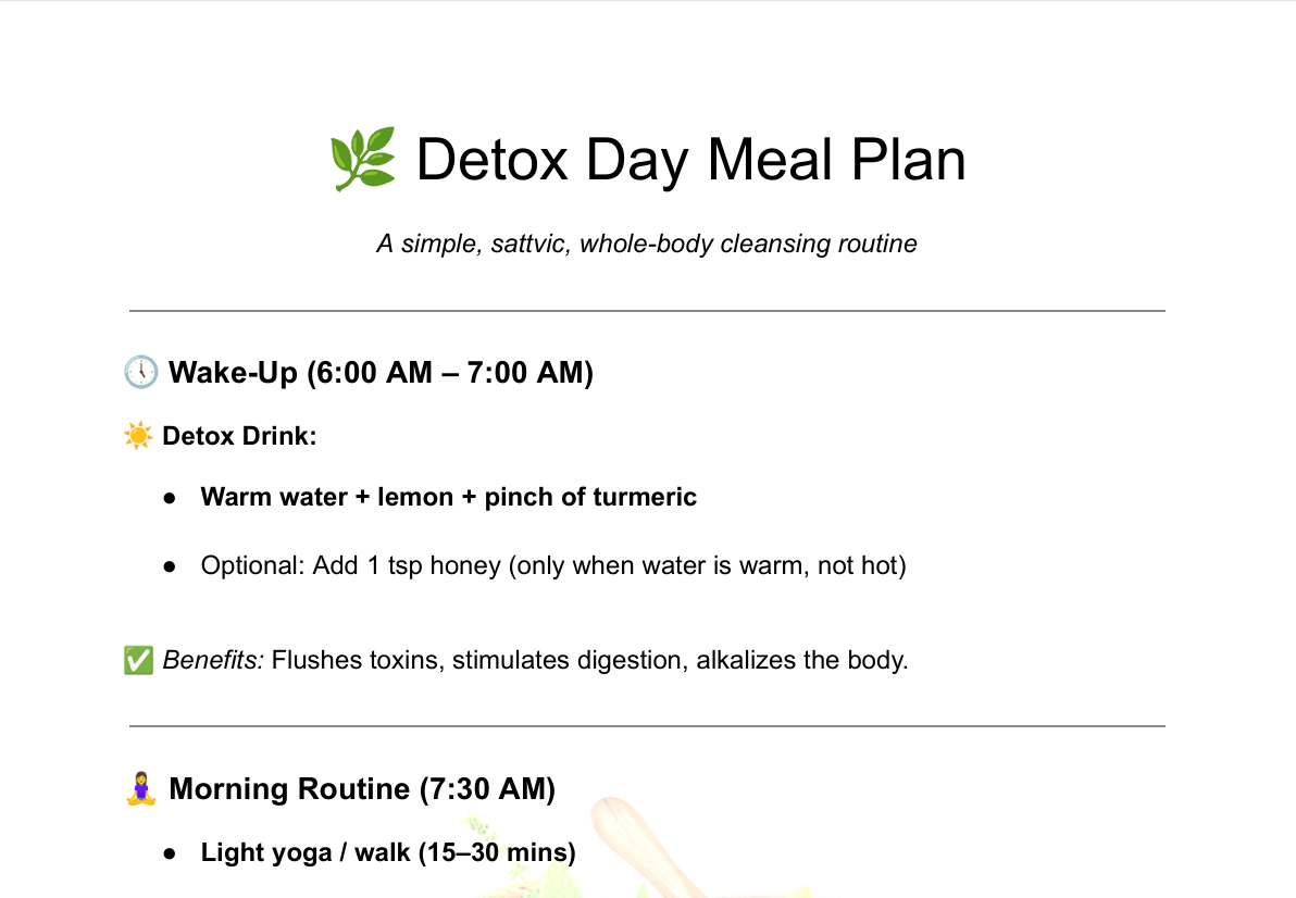 Detox Day Meal Plan