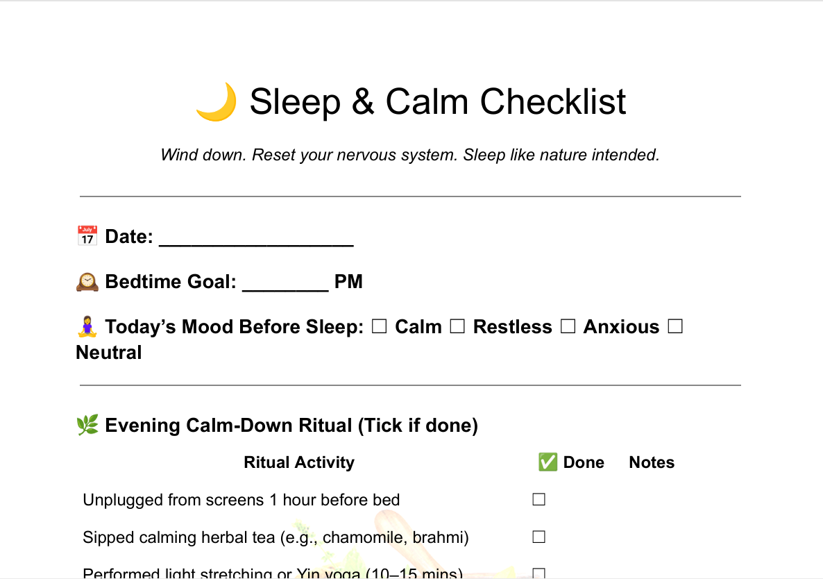 Sleep & Calm Checklist